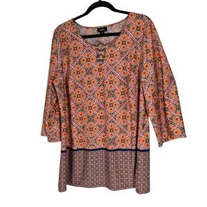 Tacera Vibrant Geometric Women's Tunic Size 1X